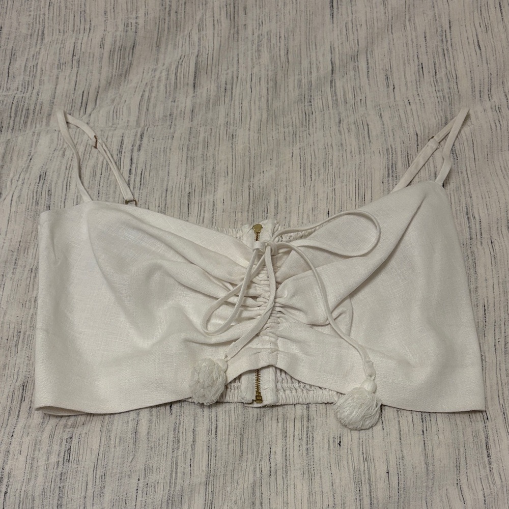 Cara Cara White Lace-Up Crop Top